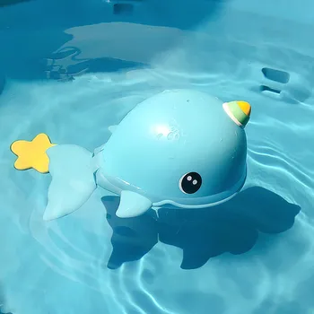 Baby Summer Water Toys Clockwork Dabbling Toy Swimming Whale Carp Baby Shower Bath Toys Shaking Sound Cute Narwhal 1