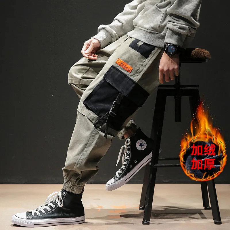 

2019 Hk136 plus Velvet Japanese-style Macheda Large Size Contrast Color Workwear Pants with Velvet M-5x Hk113
