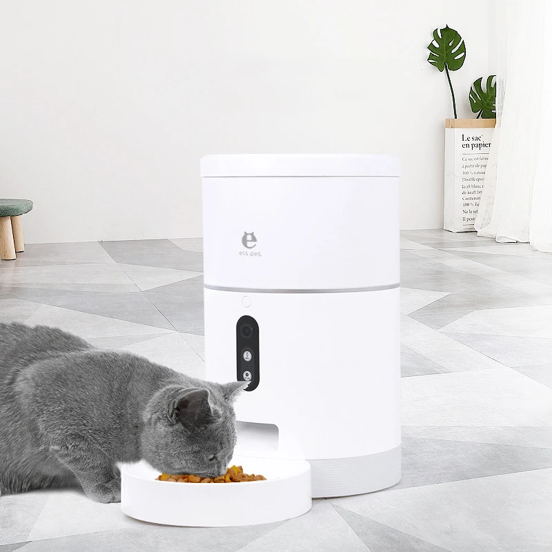 Dispensador automático de comida para mascotas con cámara gran angular de 113°