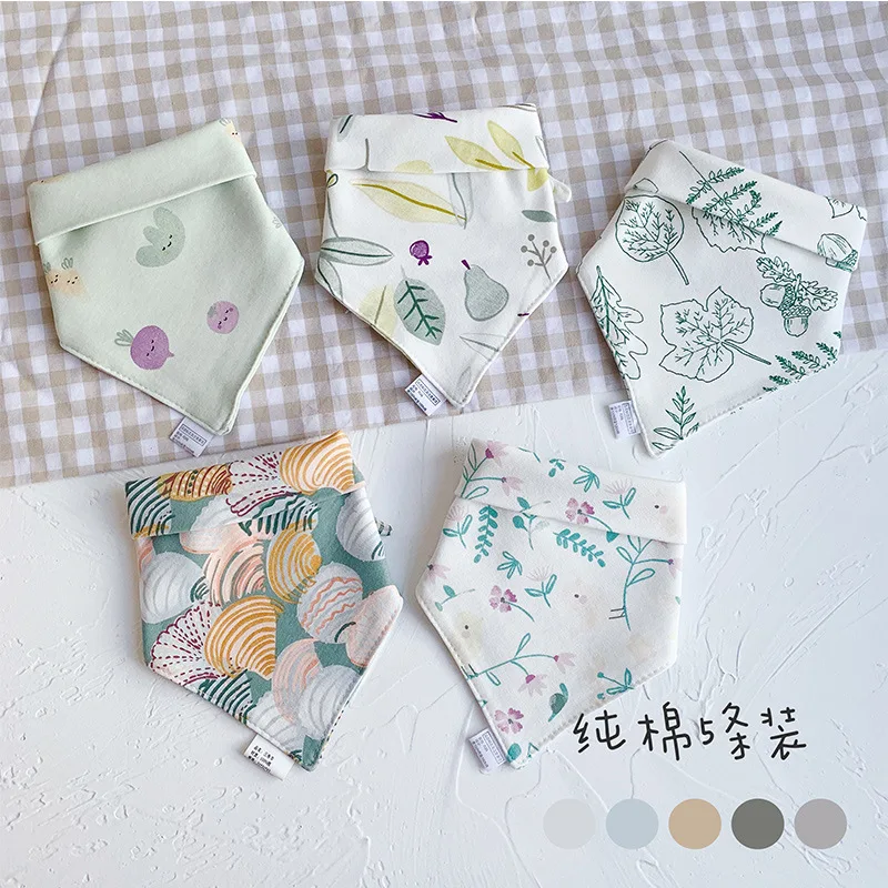 Ins Korean New Baby Triangle Scarf Baby Saliva Towel Fashion 5Pcs Set Pack Cotton Soft Bib Children Stuff 2020 (5)