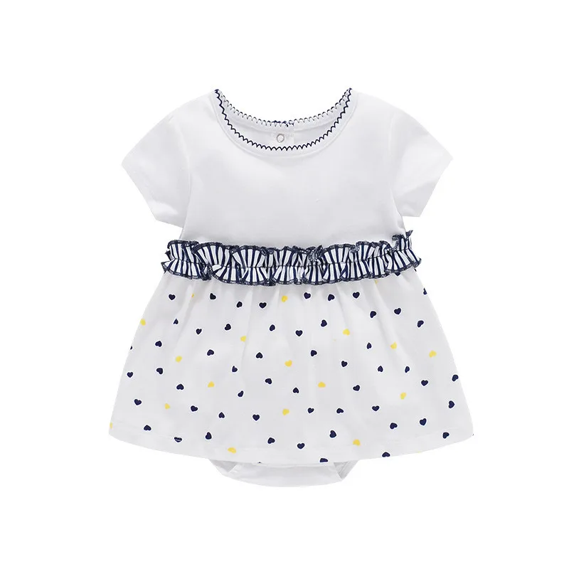 

Infant Girls Summer Dress Short Sleeve Lovely Romper Dress Little Princess White Clothes One Piece Cotton Baby Girls' Suits