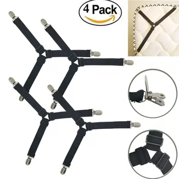 

4pcs Triangle Bed Mattress Sheet Clips Grippers Straps Suspender Fastener Holder Elastic Bed Sheet Mattress Cover Blankets