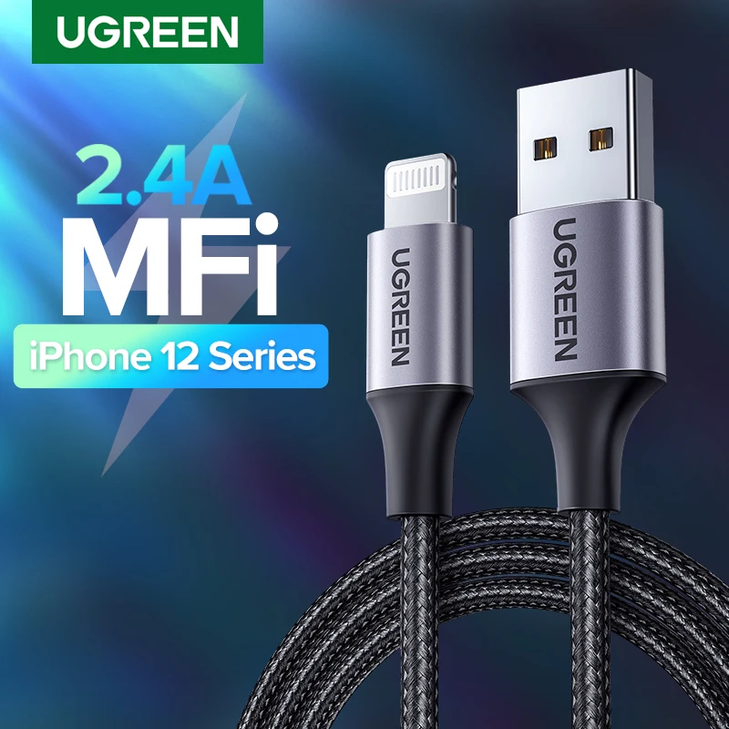 UGREEN MFi USB кабель для iPhone 12 Mini 2.4A быстрой зарядки Lightning Pro Max X XR 11 8 7 зарядного