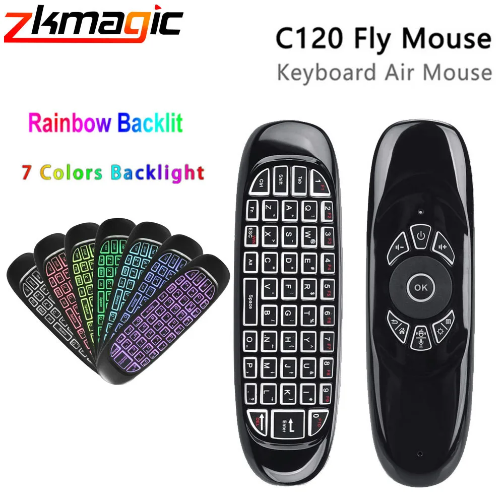 Пульт дистанционного управления C120 air mouse H96 max 2 4 ГГц 7 цветов с подсветкой и