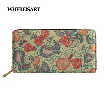 

WHEREISART Women Wallets and Purse Cannibal Flower Mandala Pattern Leather Long Style Coin Phone Money Bag Card Holders Female