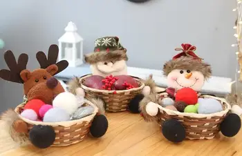 

Christmas Decoration Candy Box Storage Basket Home Decor Doll Santa Reindeer New Year Candy Tray table top organizer