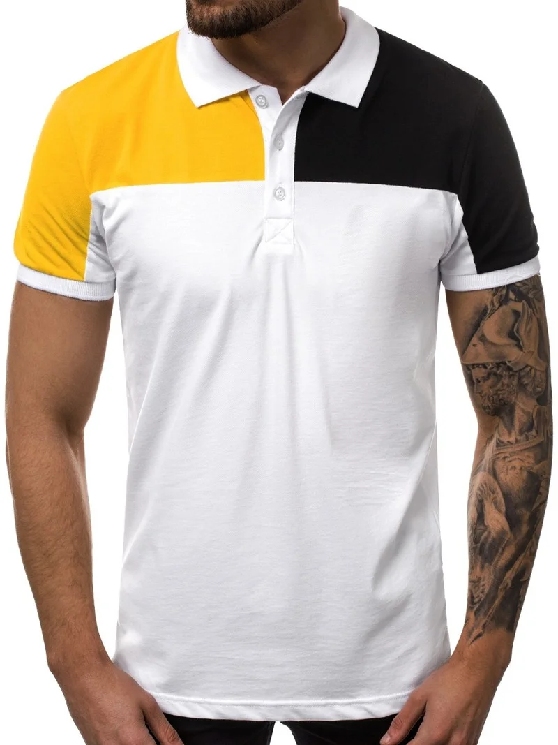 

ICCLEK Summer Hot Style Short-sleeved Color Splicing Casual All-match Men's Polo Shirt T-shirt for Men Polo Shirt Men