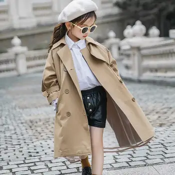 

Teenage girls mesh patchwork trench coats 2019 spring autumn new belt long outerwear tops for children kids clothes 4-17Y ws991