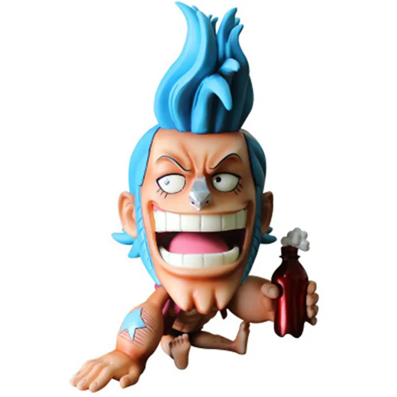 

One Piece FRANKY Q Laughing Out Sitting Cute Ver. PVC Action Figures OP Luffy Zoro Lovely Collectibles Model 10cm