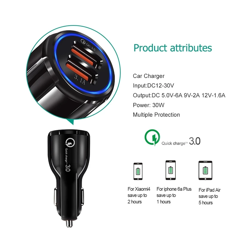 Автомобильная зажигалка, USB зарядное устройство, быстрое автомобильное зарядное устройство, адаптер питания, 2 порта, ЖК-дисплей, 12-24 В, 3.1A, прикуриватель, автомобильный стиль
