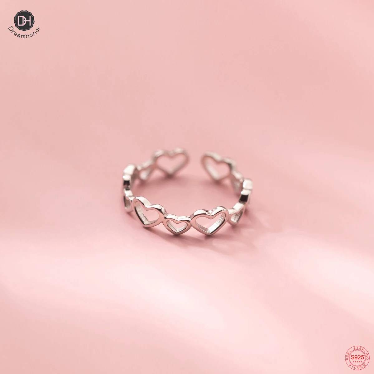 

Dreamhonor 2022 New Hot Sale 100% 925 Sterling Silver Hollow Heart Rings Lucky Open Rings For Women Jewelry Gift SMT657