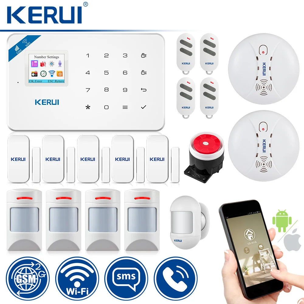 Система охранной сигнализации KERUI WI8 с поддержкой Wi Fi и GSM|Комплекты для