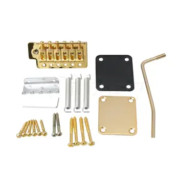 

Yibuy Gold Metal Electric Guitar Reinforcement Plate With Guitar Bridge Set