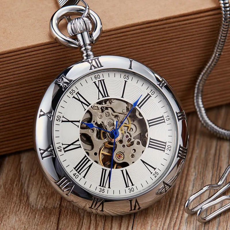Full Copper Automatic Mechanical Pocket Watches Men Women Gold Skeleton Steampunk Self-winding Fob Watch Chain Pendant Reloj