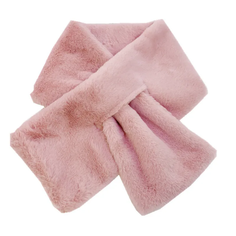 

2020 autumn and winter new scarf girl pure color plush Korean version of imitation rabbit fur thick white wild student bib