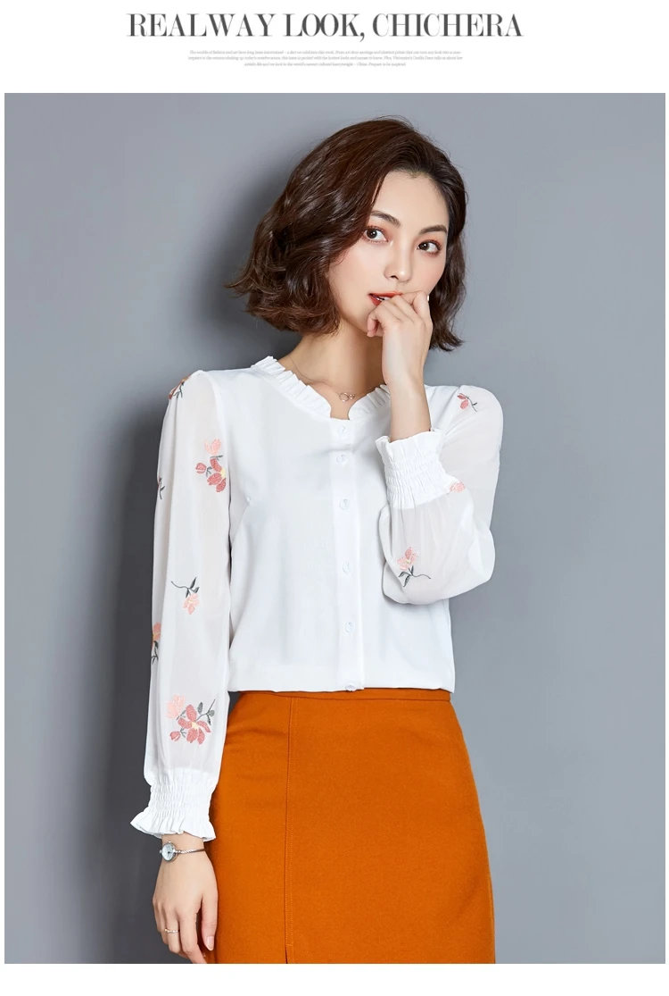Блузка женская одежда для женщин белая рубашка блузки женские модные новинки блузки и рубашки женские рубашка с длинным рукавом плюс размер 2640 50
