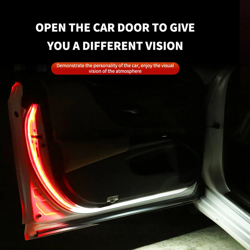 1 pçs universal porta do carro luzes led abertura da porta aviso luzes led anti colisão traseira duas cores luz de segurança
