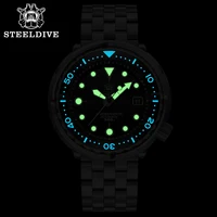 Steeldive SD1975  New Arrival 2021 Blue Hole Rubber Band Stainless Steel 316L Big Size Men Watch Automatic Tuna Can Diver Watch 2