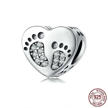 

Footprints Heart Charm fit for Women Original Silver Bracelet Bangle 925 Sterling Silver Fashion Jewelry SCC1395