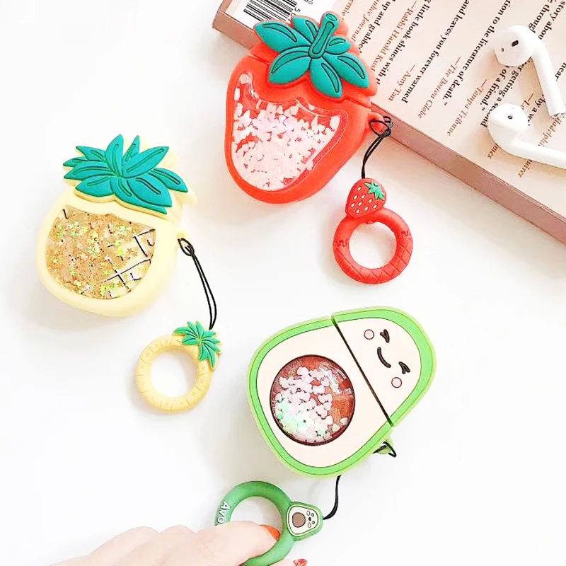 Волшебный музыкальный жидкий Блестящий Защитный чехол для Airpods fruit sillicone airpods1 2 |