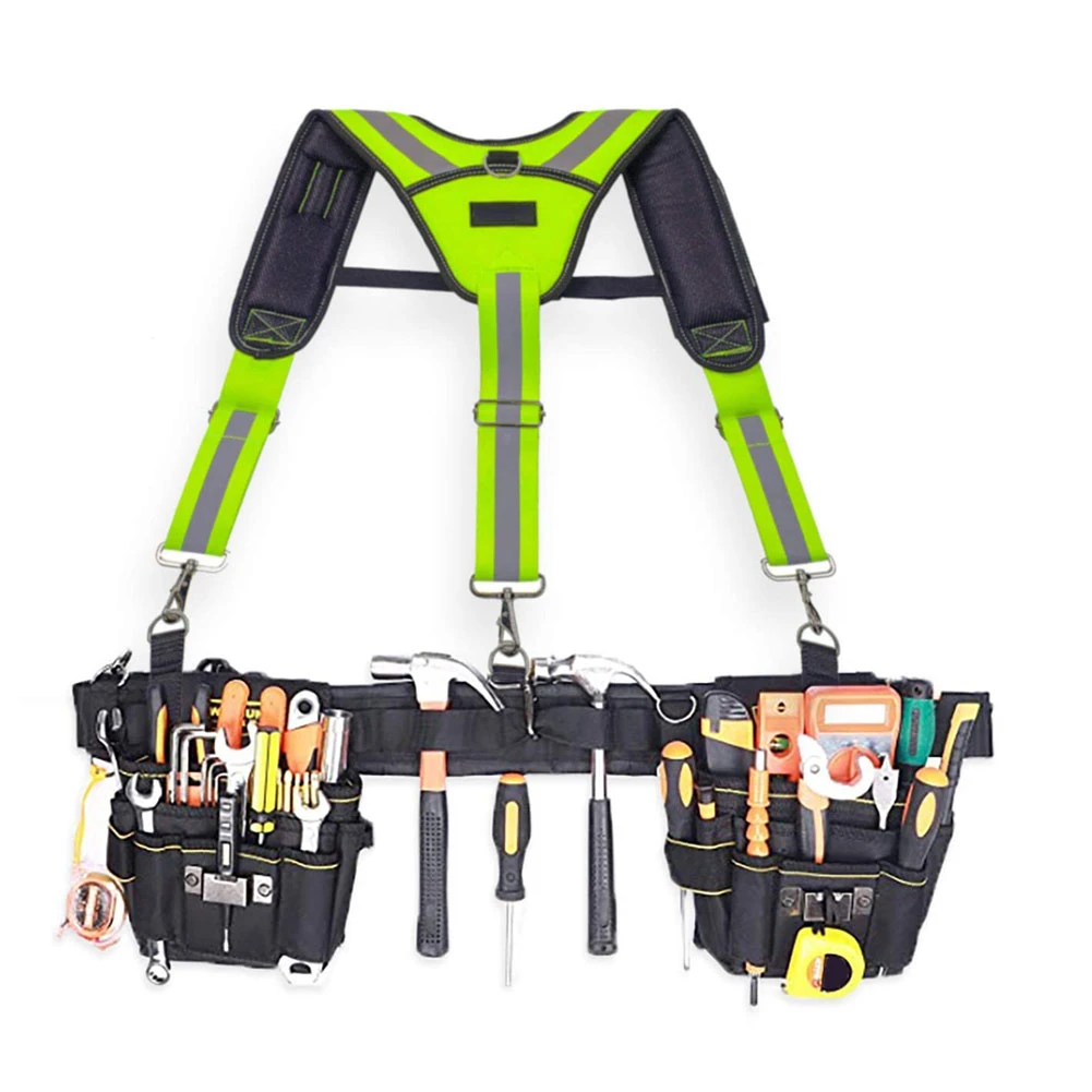 Suspenders Tool Belt Y-Type Adjustable Straps Fluorescent Green Electrician Reducing Weight Multifunction Tooling Strap beehive tool bags