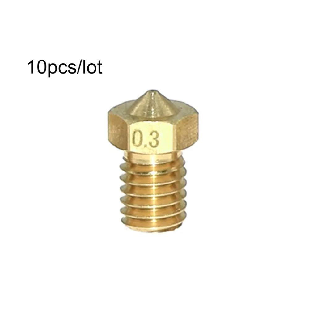 10 шт./лот E3D M6 насадки V5 V6 Металлическая Насадка 0,2/0,25/0,3/0,4/0,5/0,6/0,8/1,0 мм для 1,75 мм/3 мм нить 3D-принтеры Запчасти