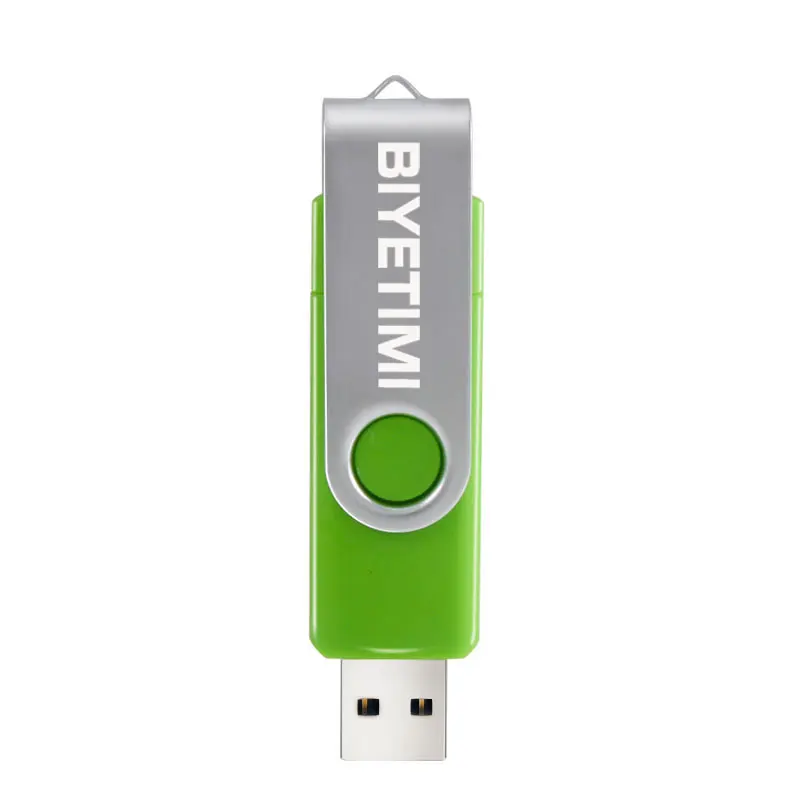 USB флеш-накопитель BIYETIMI, 128 Гб до 4 Гб, двусторонний, для мобильного телефона Android, высококачественный, с зажимом, 360 градусов, поворотный, флешка - Цвет: Зеленый