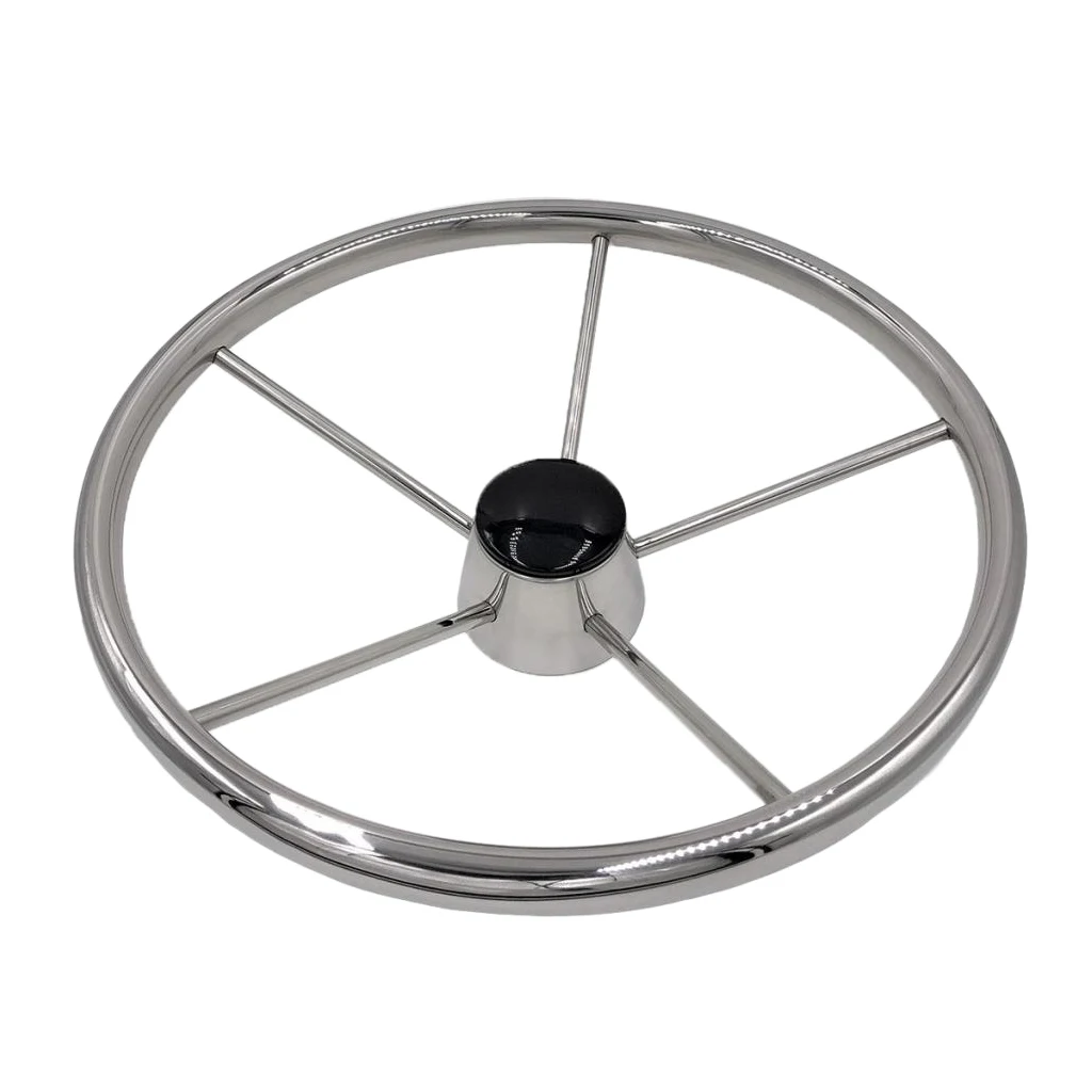 5-Spoke 13-1/2 Inch Stainless Steel Boat Steering Wheel for Marine Yacht Pontoon Boats Dinghy