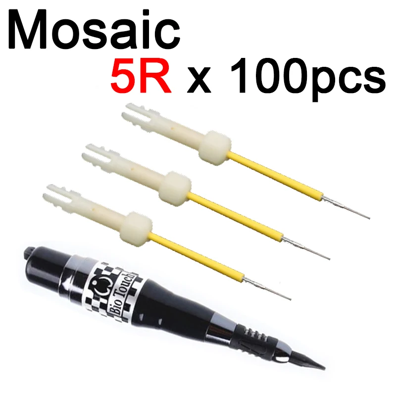 

100pcs 5R Permanent Sterilized Makeup Assorted Tattoo Needles Needle Cap for USA Biotouch Mosaic Tattoo Machine