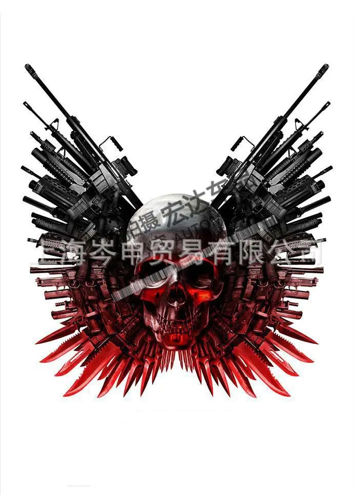 

The Expendables Bumper Stickers Logo Skeleton Crow Skeleton Gun Motorcycle Stickers Decoration Refit