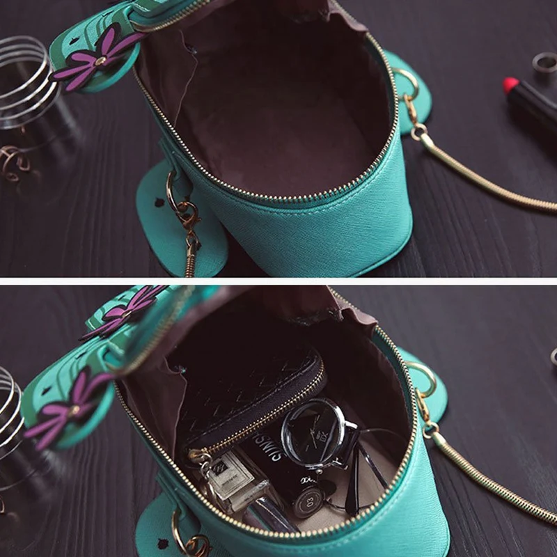 ABZC-Women Cactus Shape Pu Leather Mini Cross Body Bag Cute Purses Shoulder Chain Bag(Green