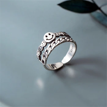 

Face Hot Sale Smile Antique Finger Ring Women Smiling Happy Bridal Sets Rings Steampunk Twisted Rock Jewelry