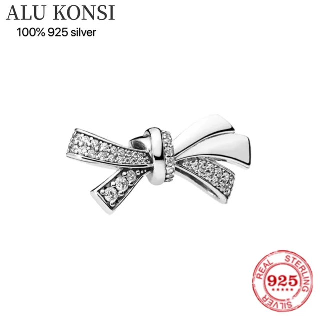 Hot Sale 100% Real 925 Sterling Silver pan Bead Love heart  for WomenFit Original Charm bracelet DIY perfume  bowknot   Jewelry silver beads 8