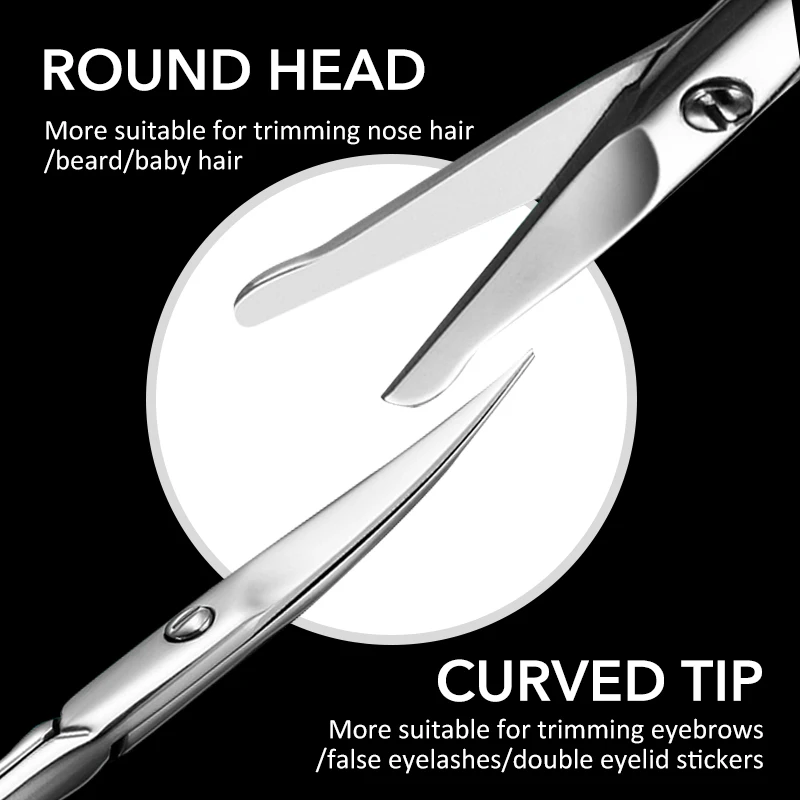 1Pcs Professional Nail Scissor Manicure for Nails Eyebrow Nose Eyelash Cuticle Scissors Curved Pedicure Makeup Tools 4
