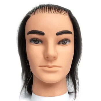 

Male Mannequin Head with Human Hair for Wig Display Training Doll Head Hair Styles Practice Dressing