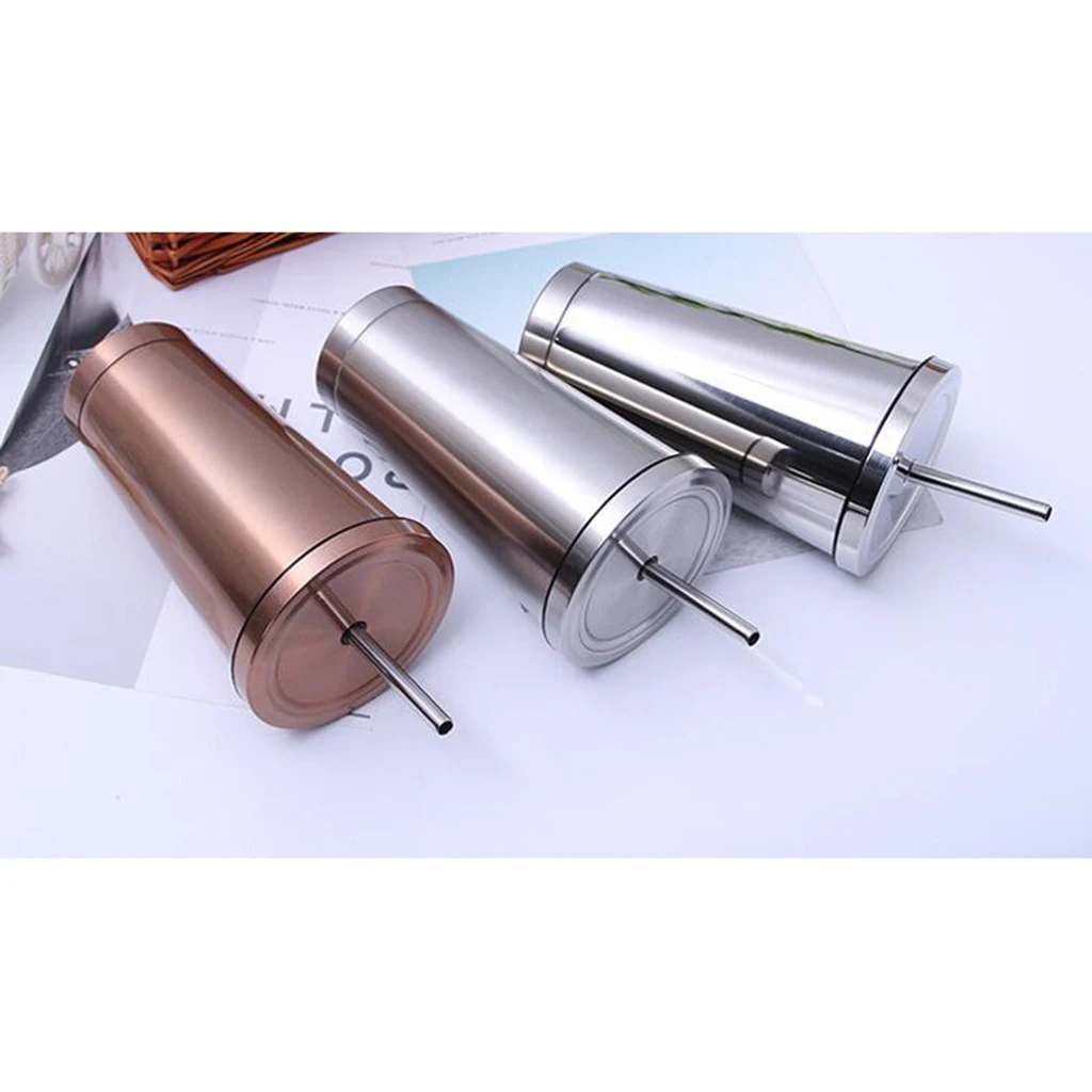 Stainless Steel Drink Tumbler - Double Wall Vacuum Insulated Hot Cold Beverage Tmbler Kids Travel Camping Mug with Straw