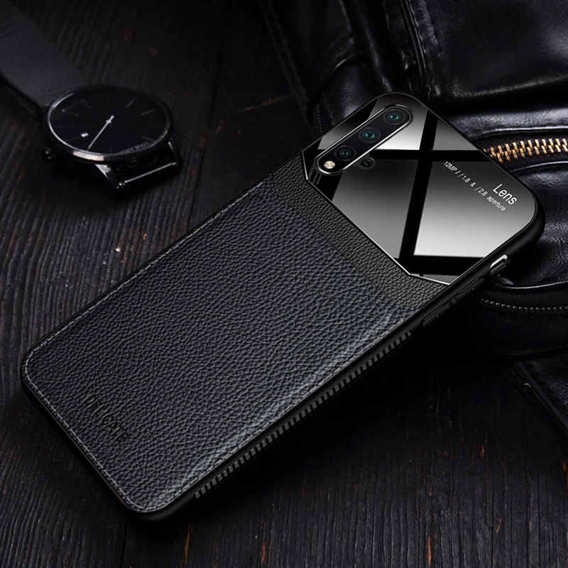 Чехол, для HuaWei Honor 20 Pro Honor20, кожаный зеркальный Силиконовый противоударный чехол для телефона, Роскошный милый чехол s - Цвет: Black