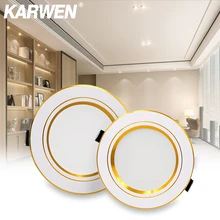 KARWEN-Luz LED descendente para sala de estar, foco de techo con Cuerpo Dorado, 5W, 9W, 12W, 15W, 18W, CA 220V, 230V, 240V