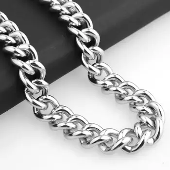 

Trendy Cool Stainless Steel Silver Color Cuban Curb Link Chain Men's Women's Necklace/Bracelet Unisex's New Jewelry 7-40inch