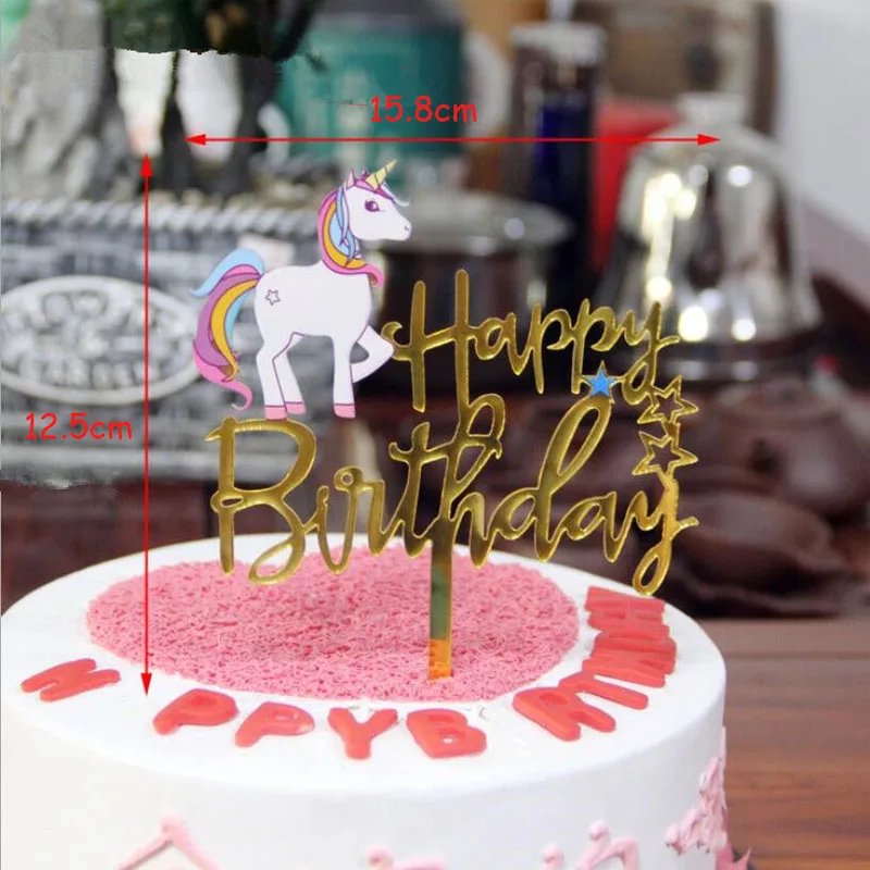 1 комплект Единорог верхушка для торта пирожное для дня рождения Топпер свадебный детский душ торт наилучший Флаг украшения для выпечки - Цвет: acrylic 3