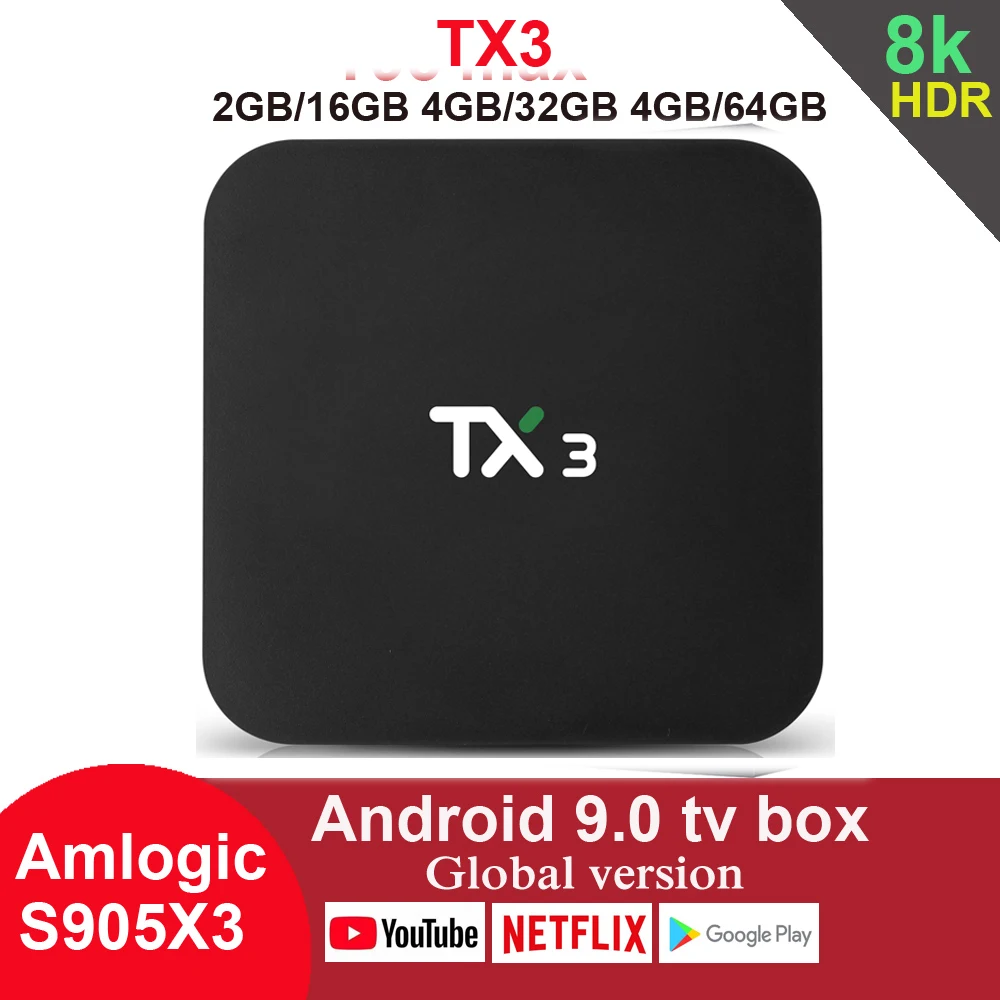 TX3 Android 9,0 ТВ приставка Amlogic S905X3 Четырехъядерный 4 ГБ 32 ГБ 64 Гб Ютуб Смарт медиаплеер 8k HD телеприставка PK TX6 TX3 мини