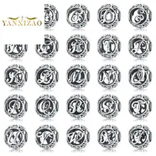 Diy ювелирные изделия для женщин Pulsera бусины аксессуары в стиле поп английские буквы выдолбленные подходят Pandora Подвески Стерлинговое Серебро 925