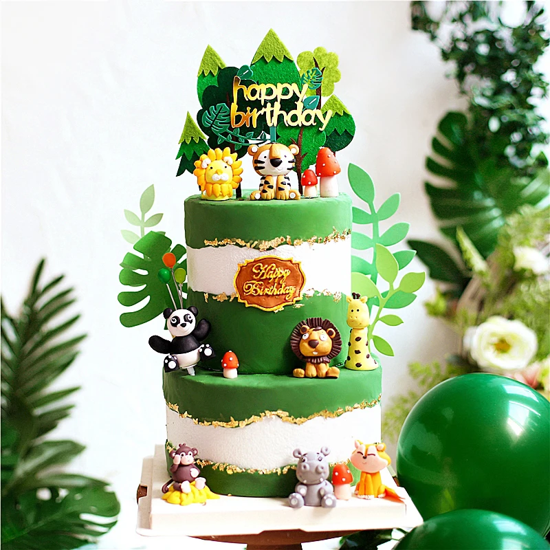 Animals Lion Deer Felt Giraffe Owl Tree Cake Topper For Birthday Party Decoration Baking Supplies Baby Shower Dessert Decorating Cake Decorating Supplies Aliexpress