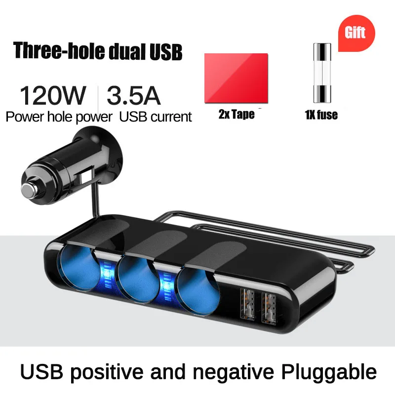 Автомобильный прикуриватель 12 V-24 V 3.5A 120W светодиодный цифровой Дисплей USB Зарядное устройство Автомобильный адаптер Зарядное устройство для мобильного телефона CCTV DVR аксессуары - Название цвета: SD1937A