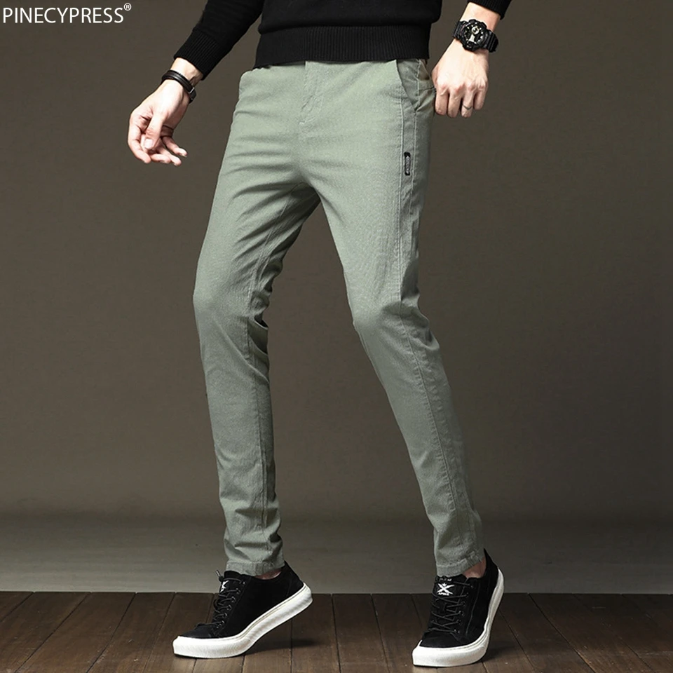 Мужские брюки из 98% хлопка 2% спандекса с защитой от пиллинга весна-лето-осень