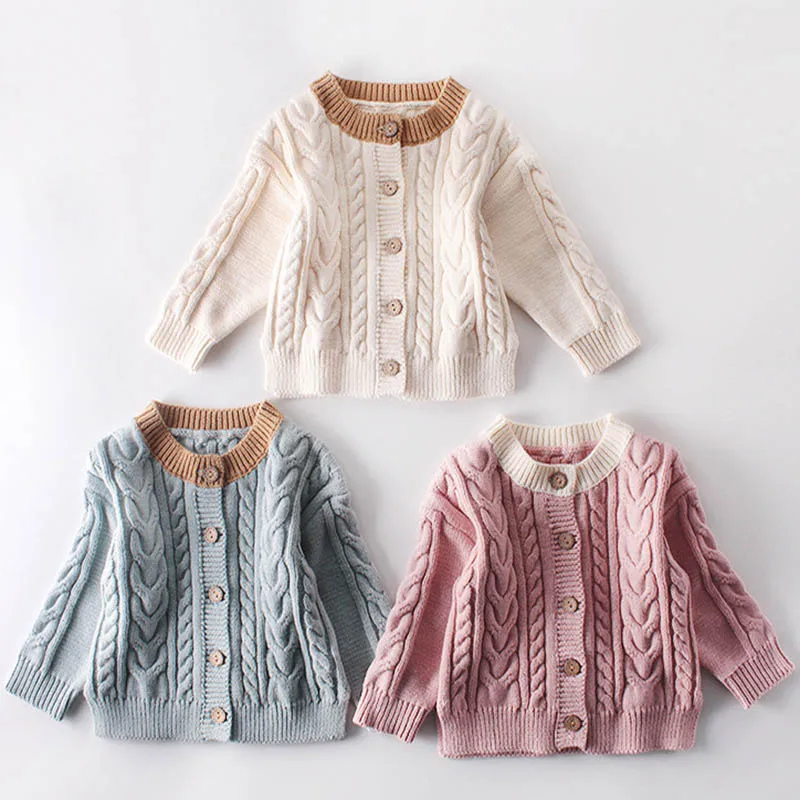 

Baby Girl Jacket Autumn New Arrival cotton Retro fashion all-match Knitted Hand-made Cardigan Sweater Coat Cute Sweet Baby Girls