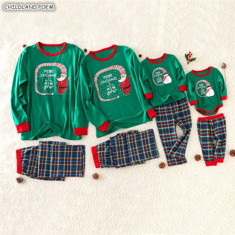 Одинаковые рождественские пижамы для всей семьи; Семейные пижамы для мамы, дочки, папы и сына; одежда для сна для взрослых и детей - Цвет: Зеленый