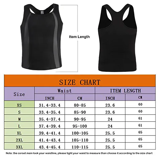 Mens Zipper Neoprene Shaper Waist Trainer Slimming Vest Weight Loss Sauna Corset Compression Sweat Shapewear Anti Cellulite