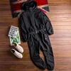 Summer Men Jumpsuit Hooded Long Sleeve Multi-Pocket Beam Feet Overalls Streetwear Clothing Cargo Pants Hip Hop Black  Trousers ► Photo 2/6