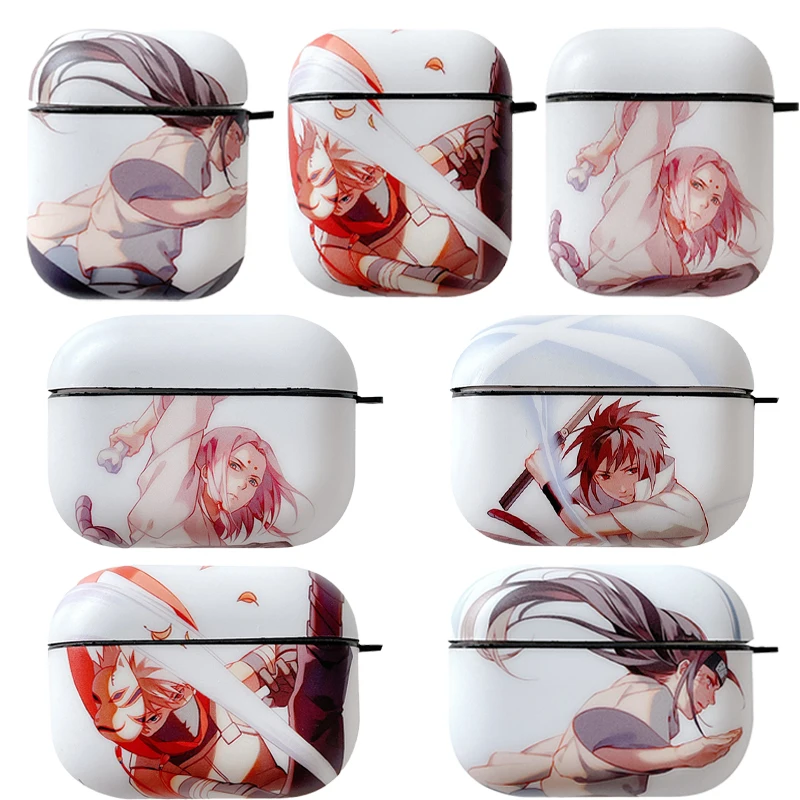 Чехол Kawaii с героями мультфильмов Наруто Sasuke Kakashi Airpods чехол Bluetooth Гарнитурой
